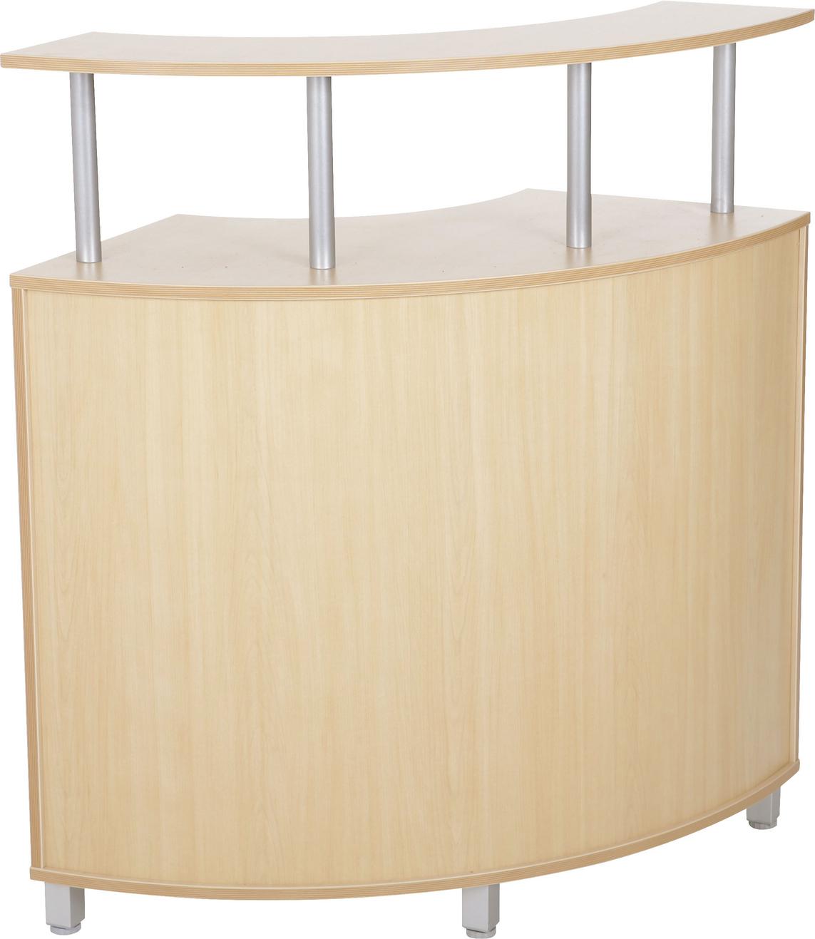 Moderne Empfangstheke in stilvollem Birke-Dekor.