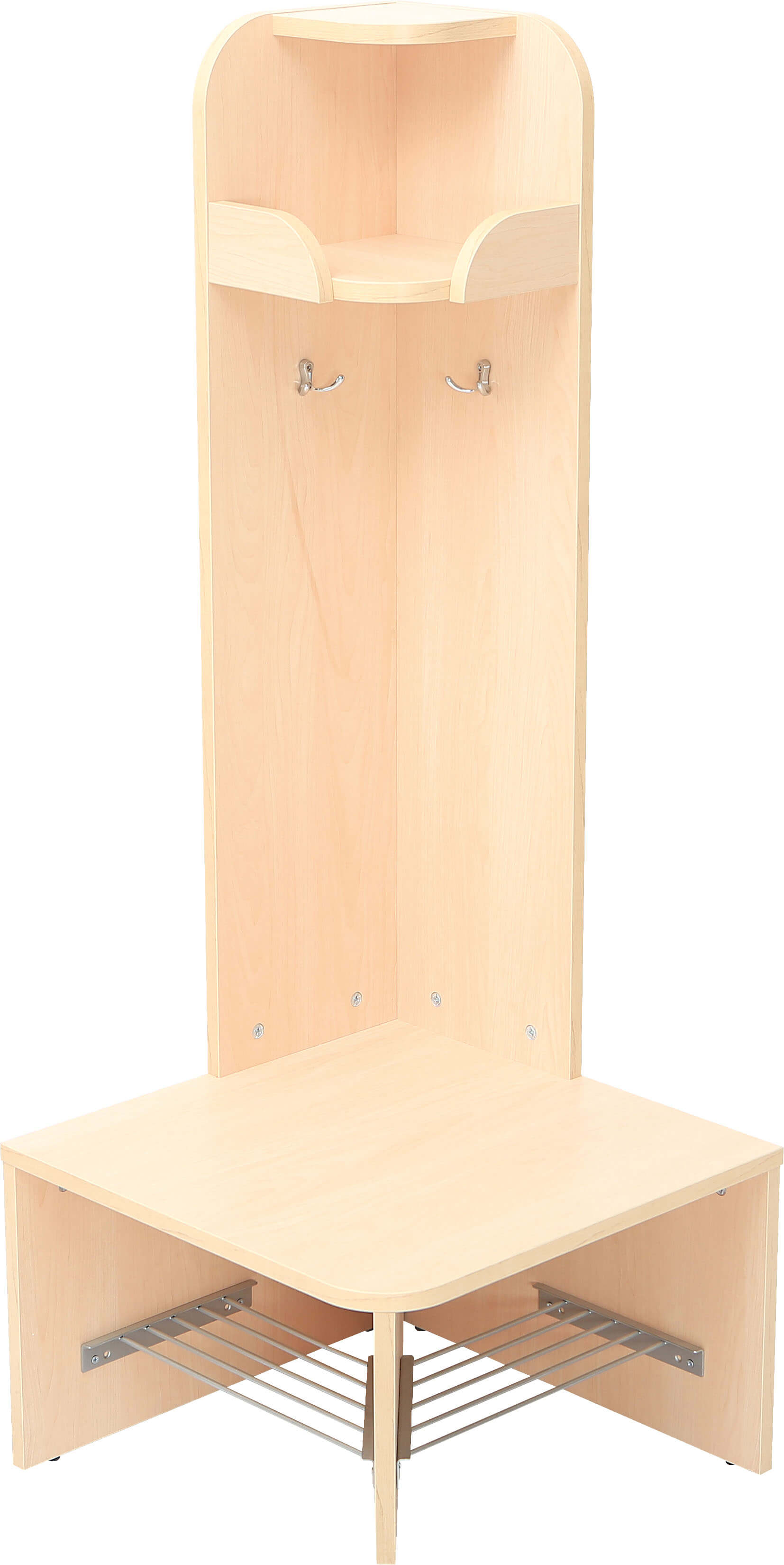 2er-Eck-Abschluss-Garderobe Mariposa mit Bank - Sitzhöhe 26cm - Fachbreite 19cm