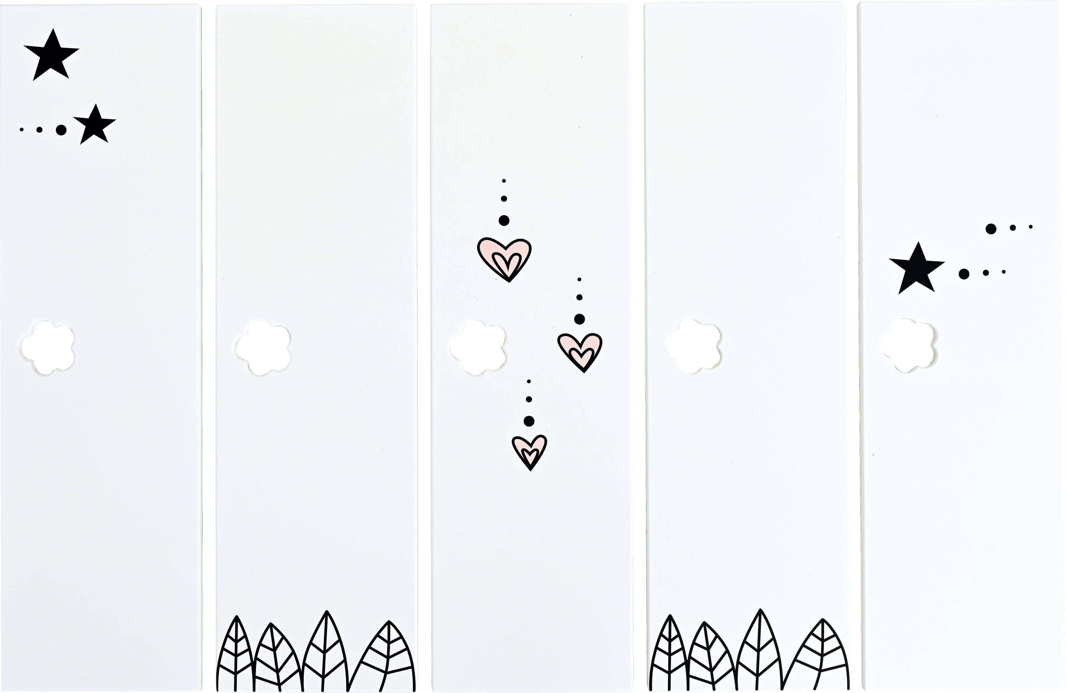 5er Türset für Garderobe Mariposa mit blumenförmigen Griffloch - Fantasy-Applikation