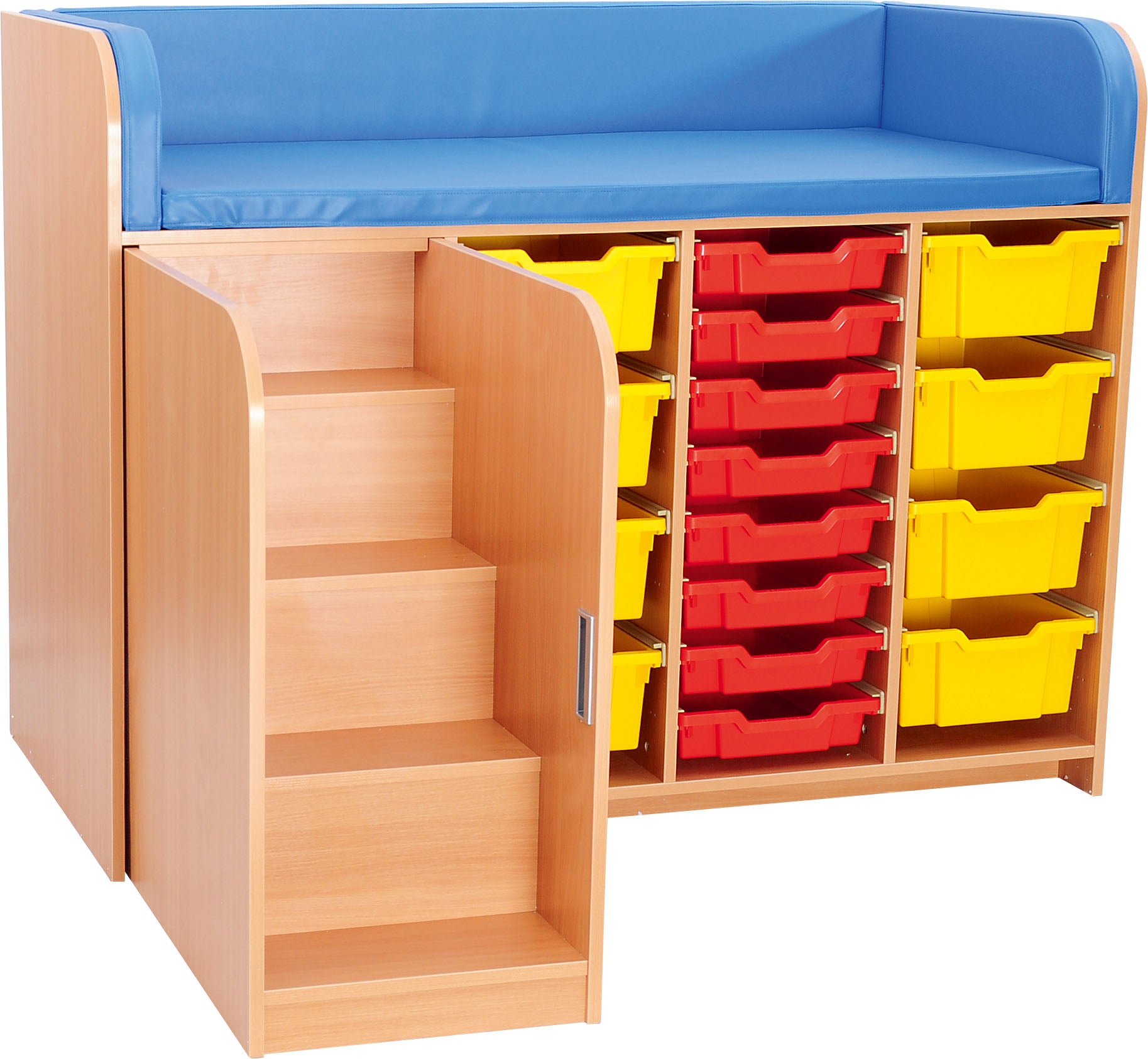 Grote commode met aankleedkussen (zonder container) - Trap aan de linkerkant