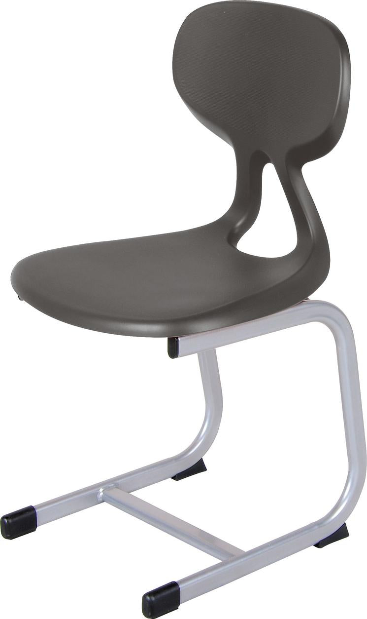 Moderner Kufenstuhl für Schüler in Grau vorgestellt.