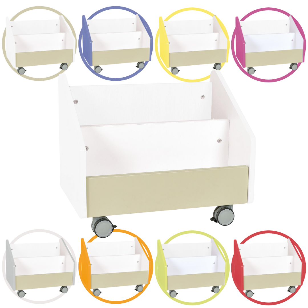 Rollbehälter für Bücher – Quadro XL in verschiedenen Farben - Produkt wird im Kindergarten oder Schule genutzt.