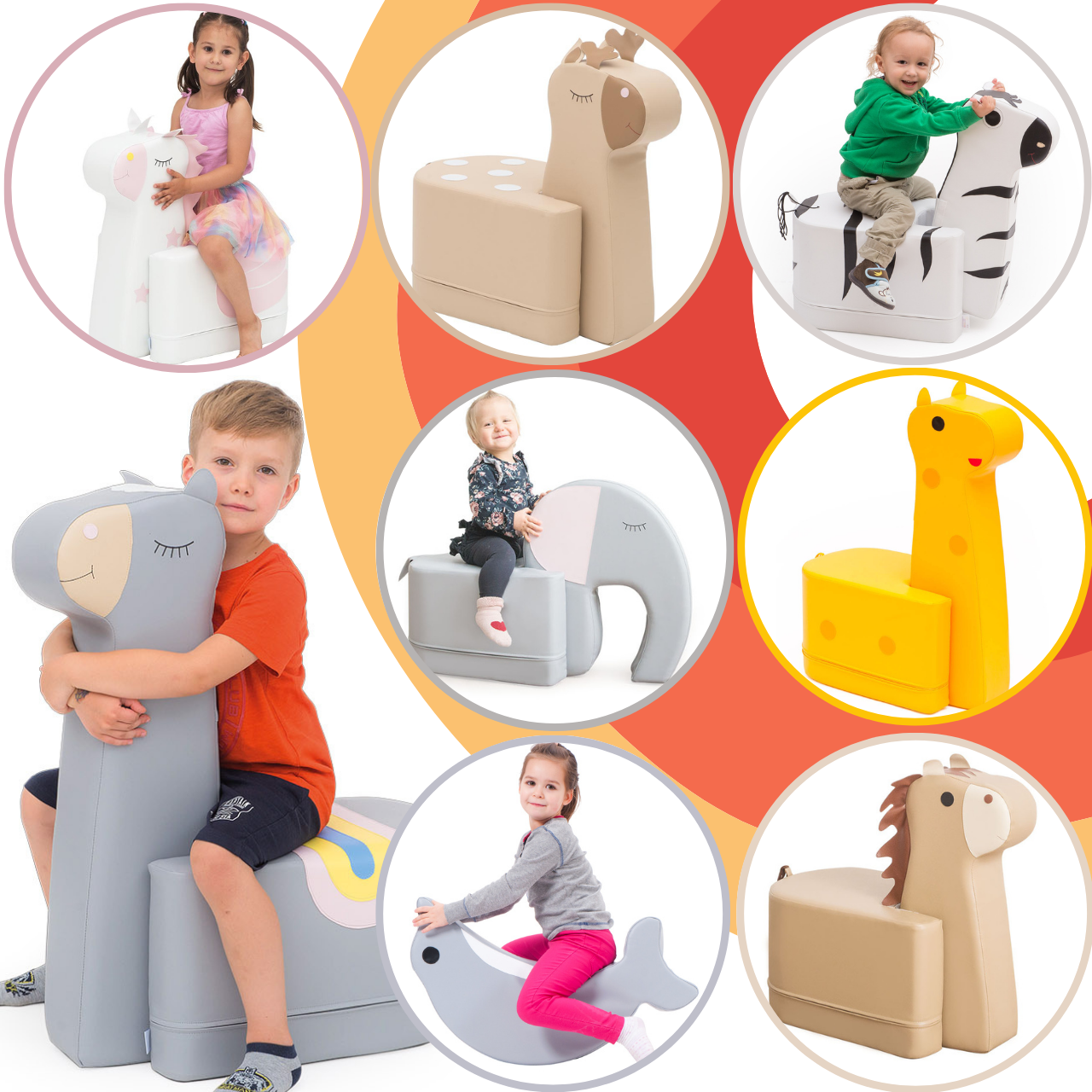 Zitje van schuim in verschillende dierendesigns