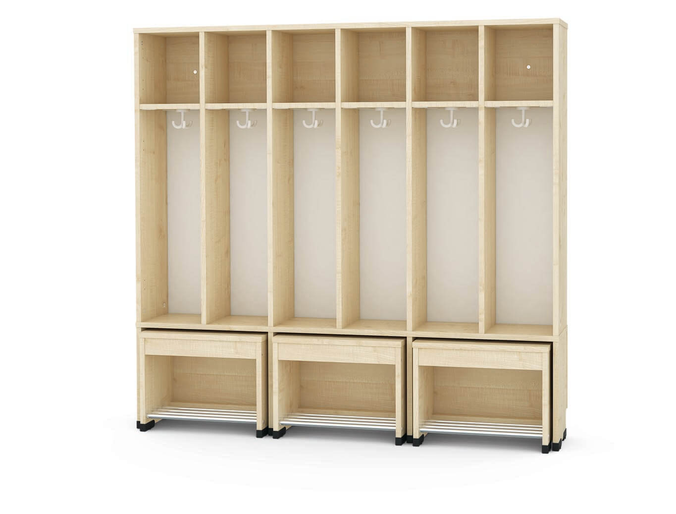 6er-Garderobe mit ausziehbarer Bank H=35cm Bubble-Flex-Serie