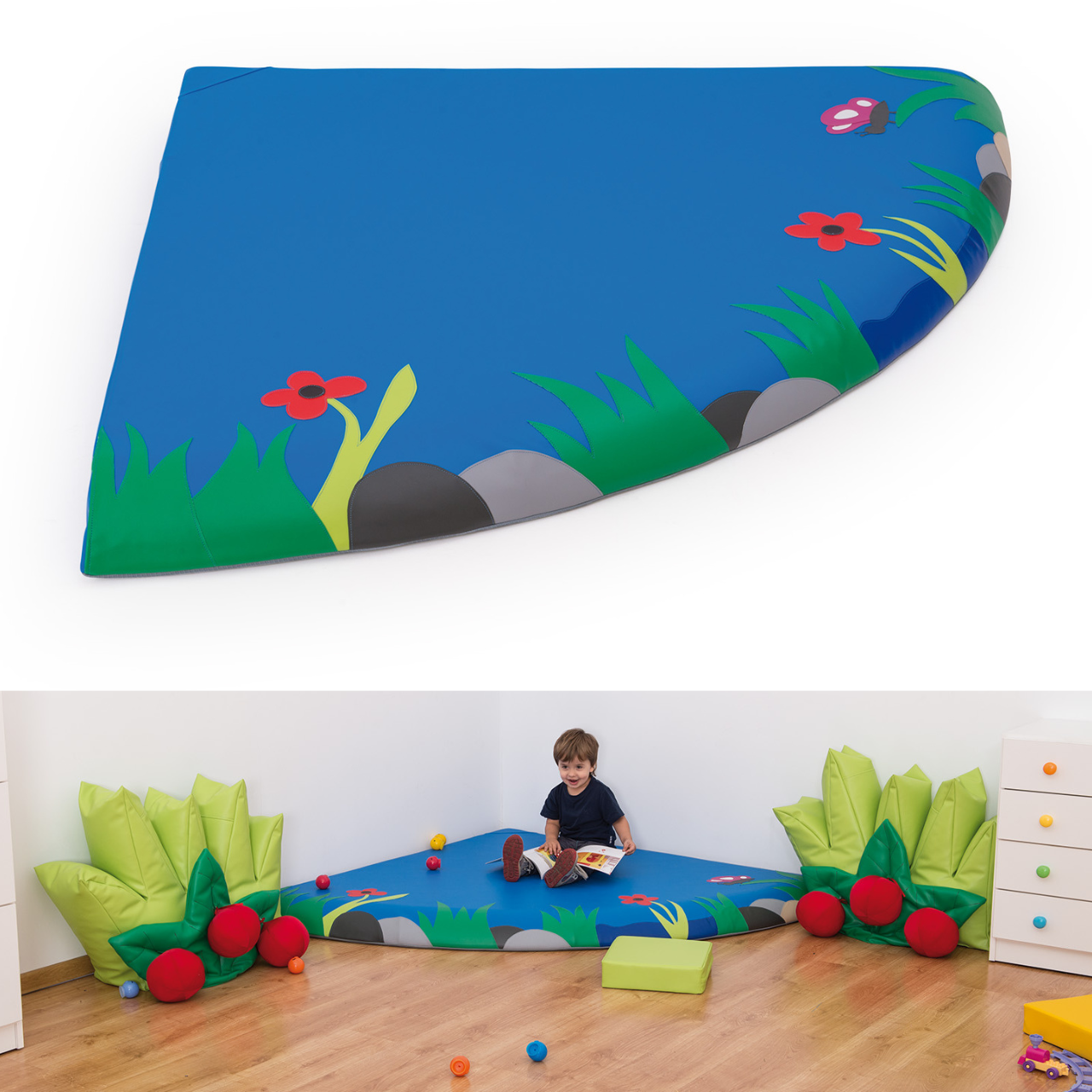 Tapis de jeu d'angle saule 150cm x 150cm x 10cm