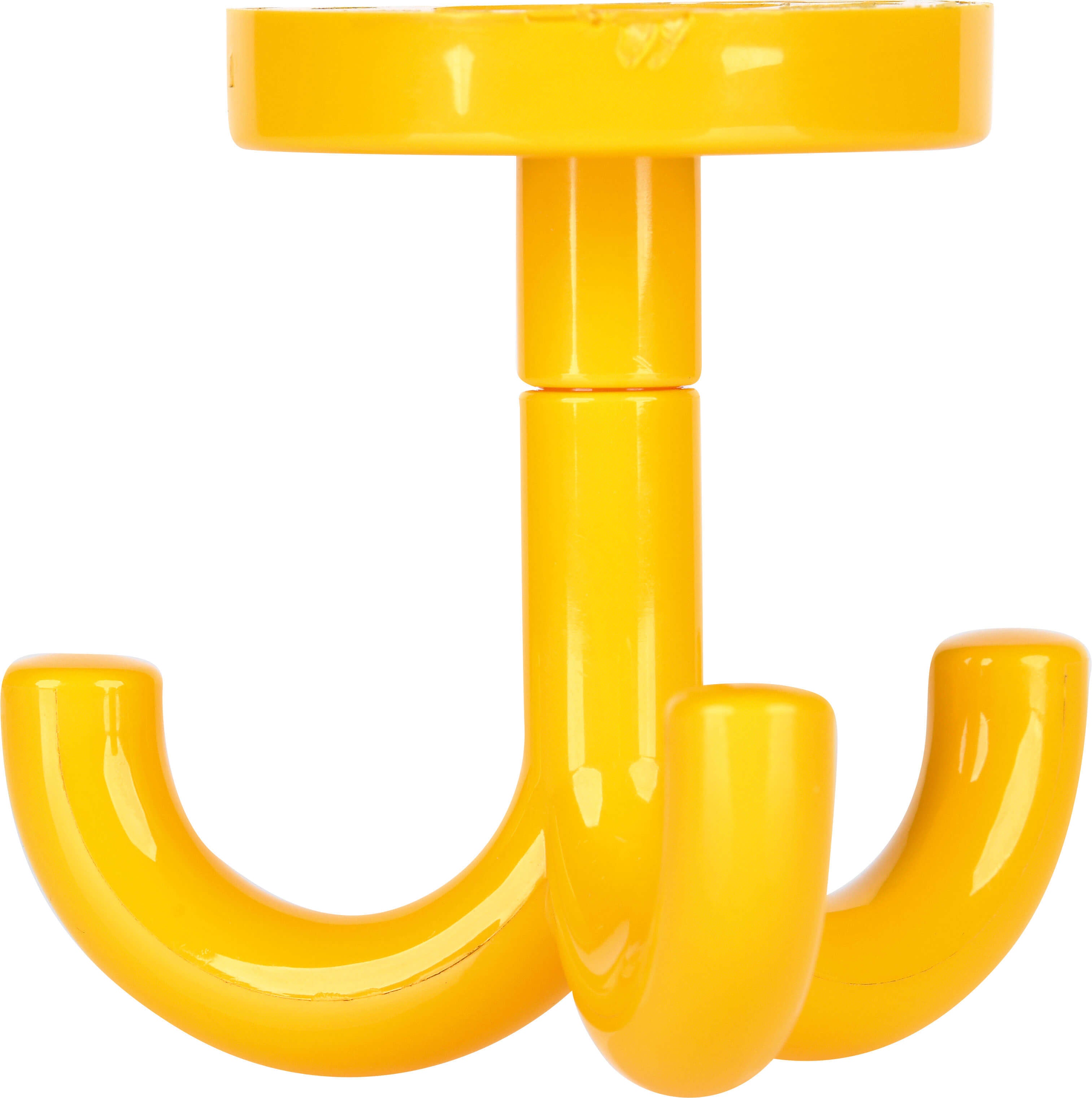Drievoudige haak van geel plastic