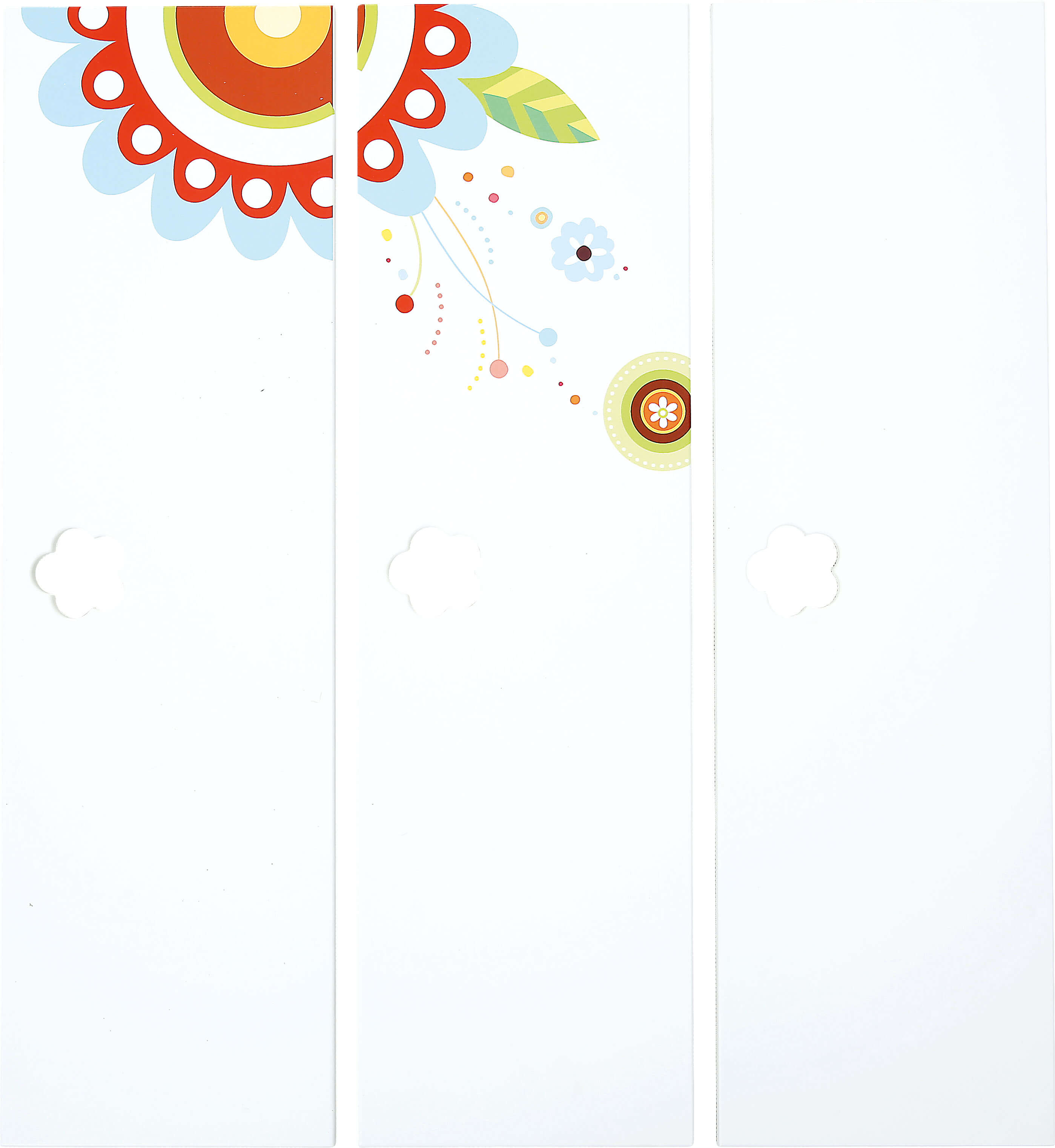 3-delige deurset voor garderobe Mariposa met bloemvormige handgreep - bloemenapplicatie