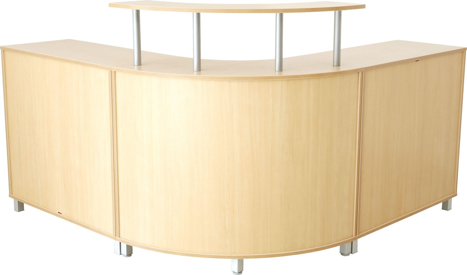 Flexi Große Empfangstheke: Moderne Rezeption in Birke-Dekor.