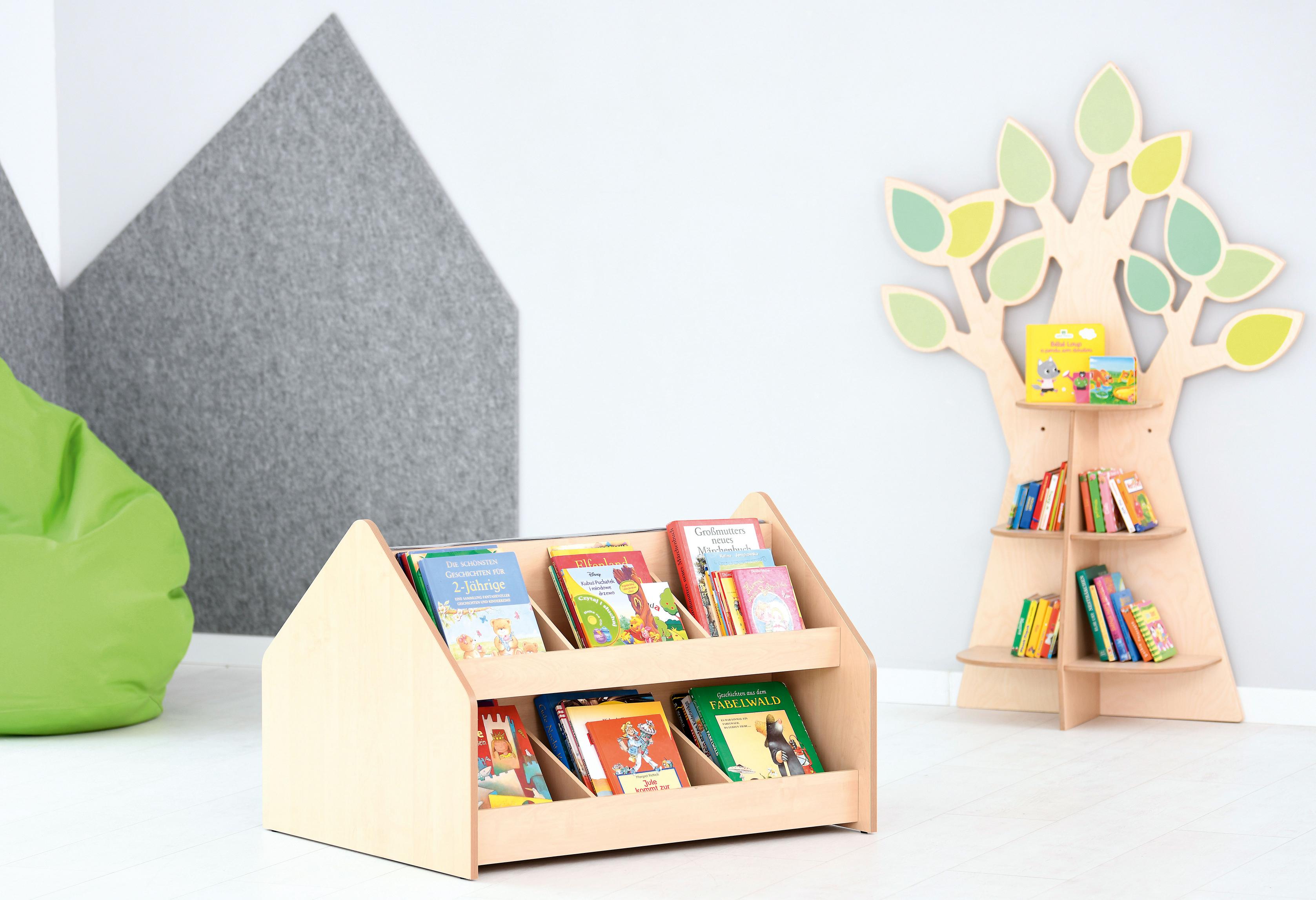 Flexi Bücherregal mit Sitzbank – Perfekt für deine Leseecke - Produkt wird im Kindergarten oder Schule genutzt.