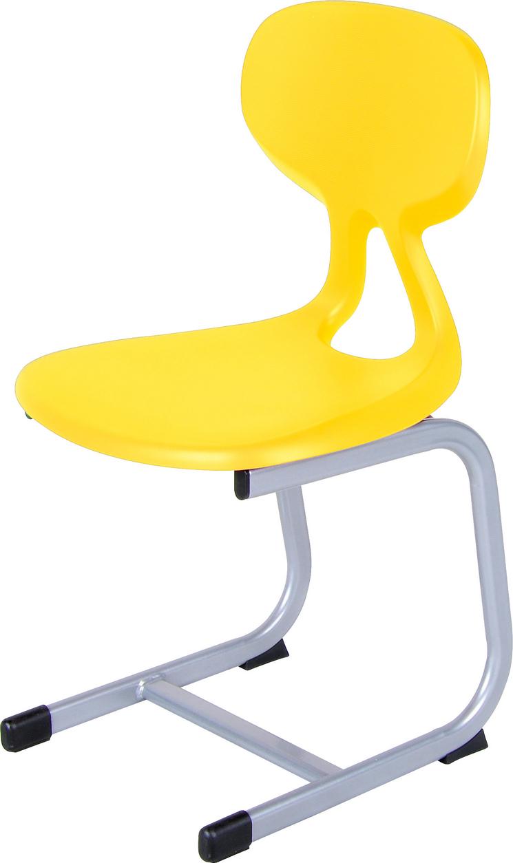 Kufenstuhl in Gelb, modernes Design für Schüler.