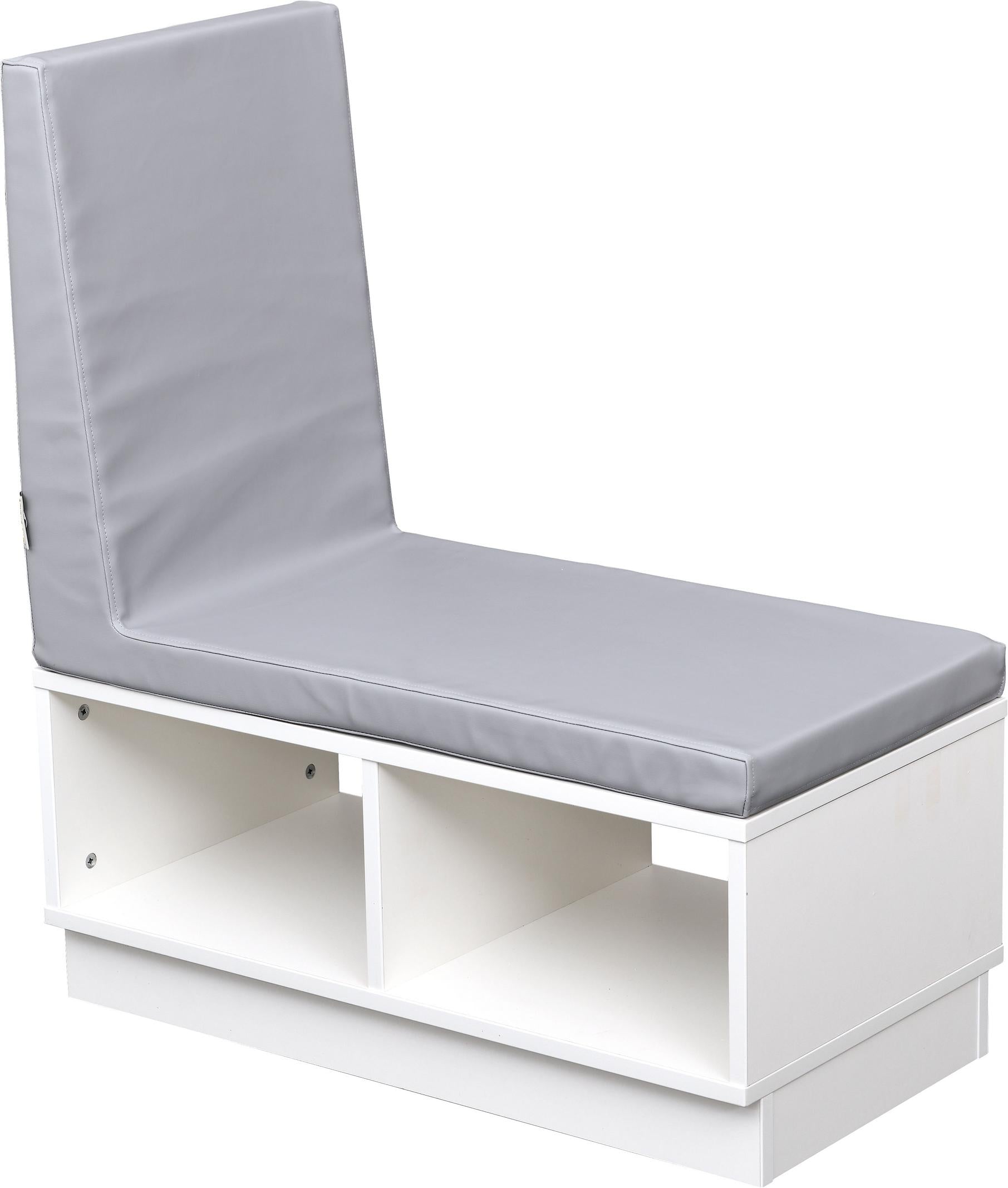 Quadro Sitzbank für Leseecke mit Regal in verschiedenen Farben. - Produkt wird im Kindergarten oder Schule genutzt.