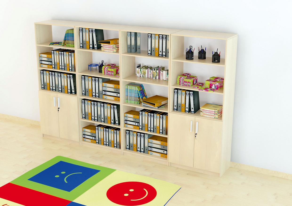 Schrankwand EXPO 7: Ordentliche Aufbewahrung in Klassenzimmer.