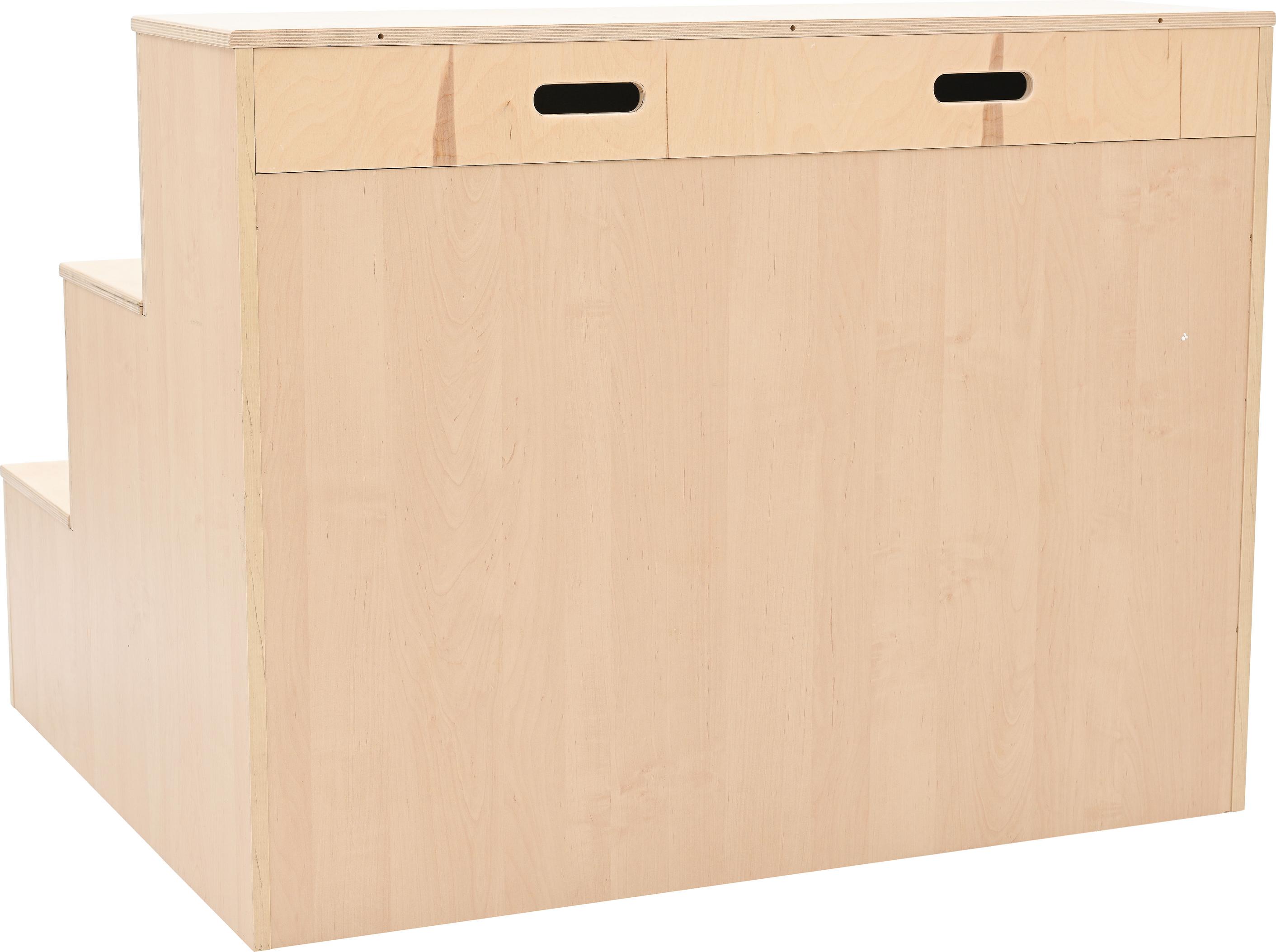 Stufenpodest H 92 cm, dreistufiges Stufenpodest aus Holz