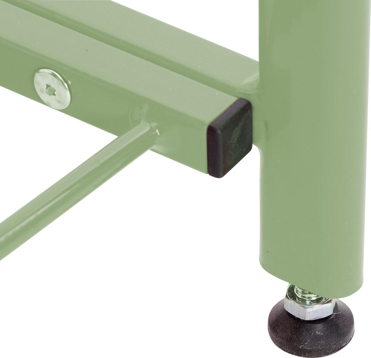 Umkleidebank höhenverstellbar 141-179 cm, in 4 Farben, grüner Stellfuß