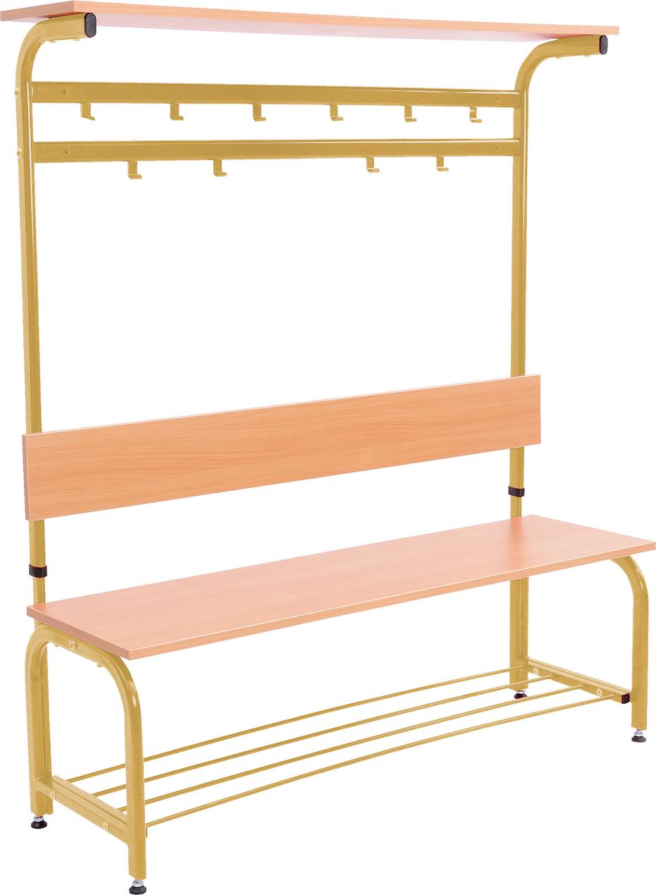 Umkleidebank, höhenverstellbar 141-179 cm, in 4 Farben, mit Metallgarderobe