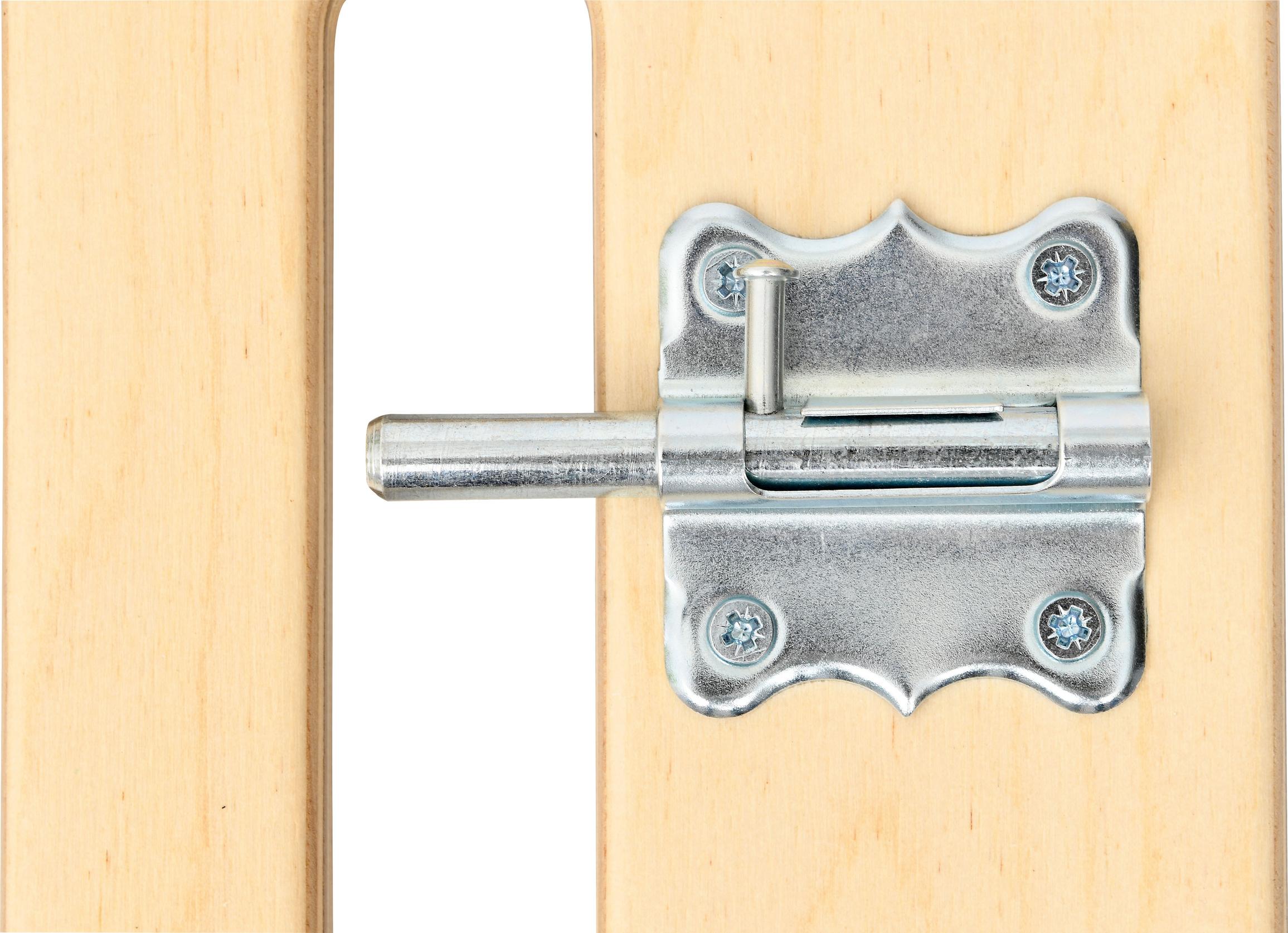 Tür für Spielburgtreppe mit robustem Metallriegel aus Sperrholz