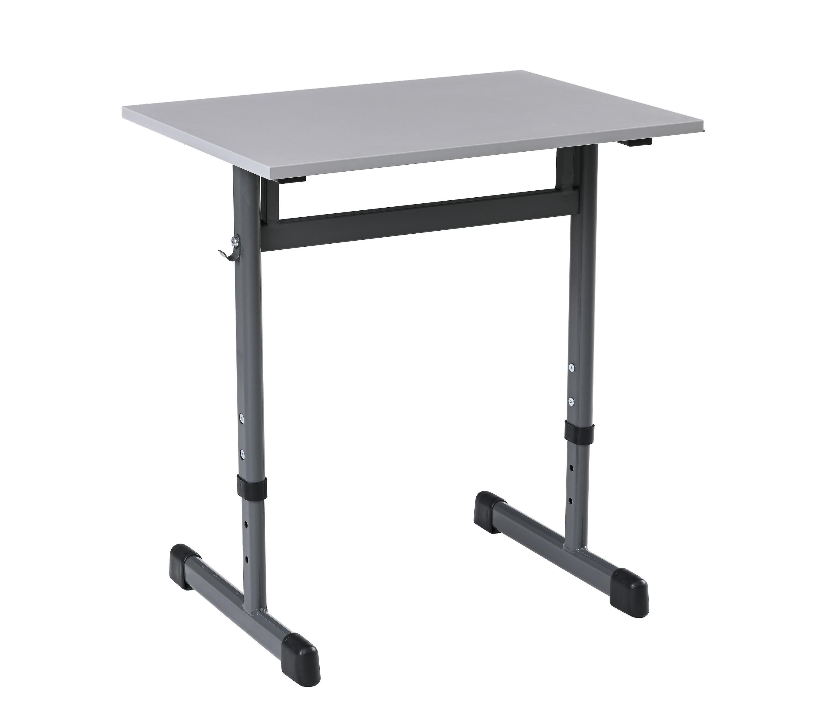 Einzeltisch höhenverstellbar, grau, stabiles T-Gestell.