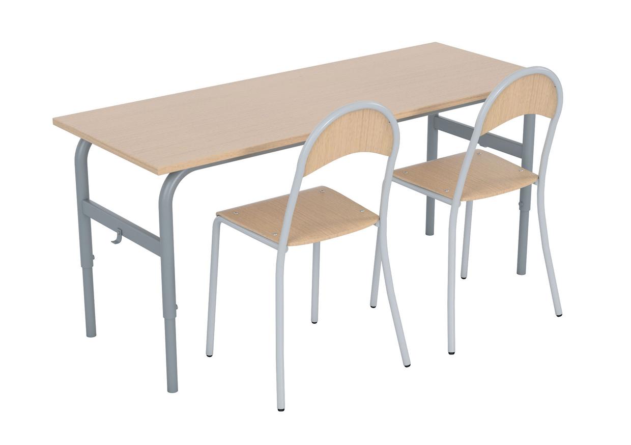 Doppeltisch mit Stühlen für Schüler, ideal und funktional.