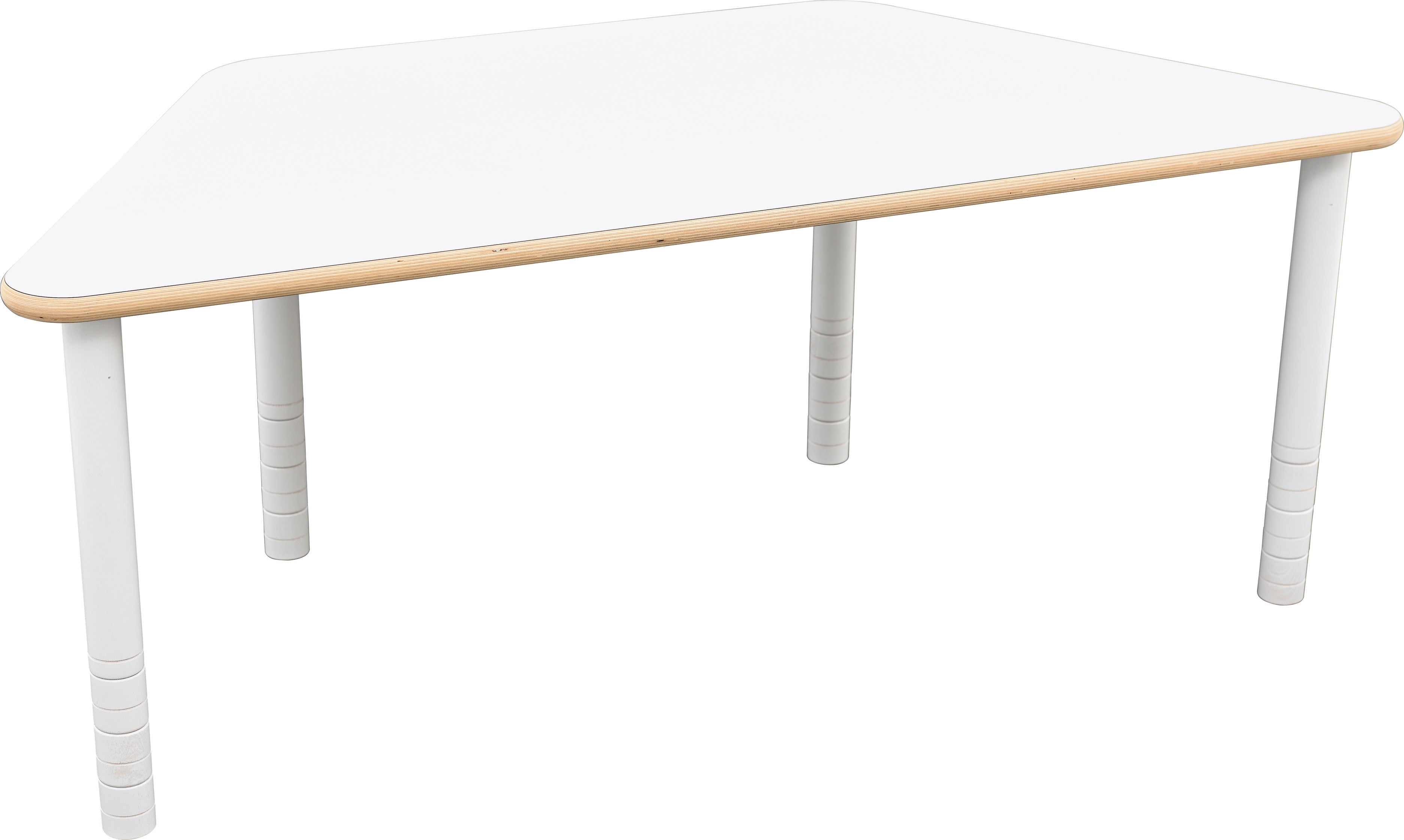 trapezförmiger Tisch für Kindergarten Krippe und Schule weiß