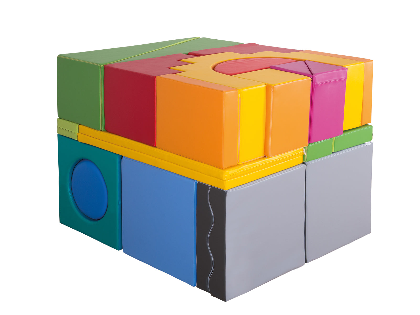 Schuimblokkenkasteel als set van 29 stuks.