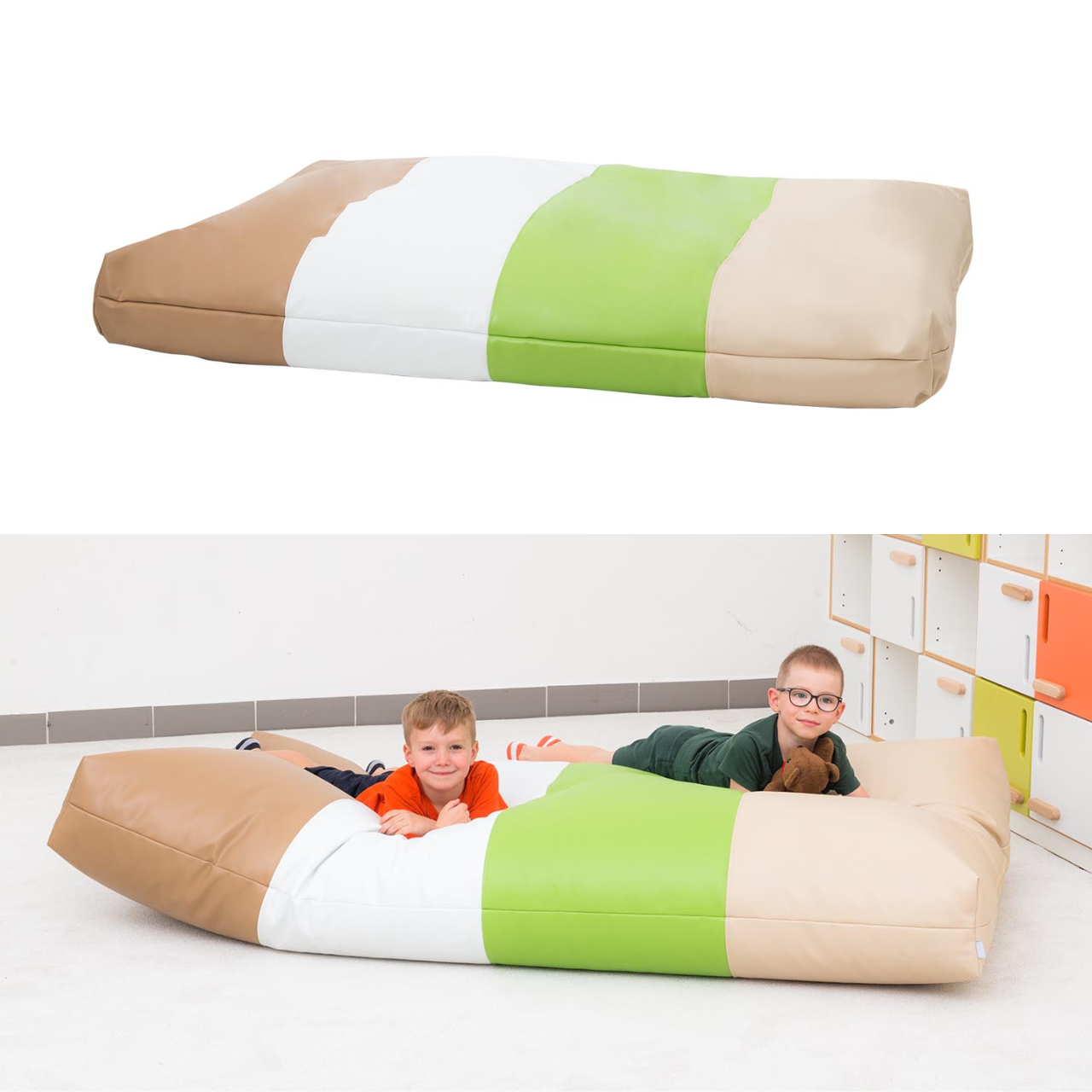 Coussin de matelas rempli de granulés 200cm x 120cm x 20cm, naturel